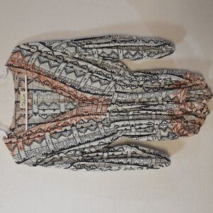 Cleobella Mischa Boho Henna Print Embroidered Romper Cream Size Small